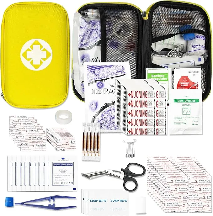 275Pcs Travel First Aid Kits for Car Emergency Preparedness Items Urgent Accident Essentials Kit Survival Gear Equipment Sports First Aid Kit for College Dorm Student, Home, Boat, Yellow YIDERBO