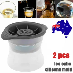 2PCS Grey Silicone Ice Ball Mold | Sphere Cube Maker Mould | Jelly Whiskey Cocktail
