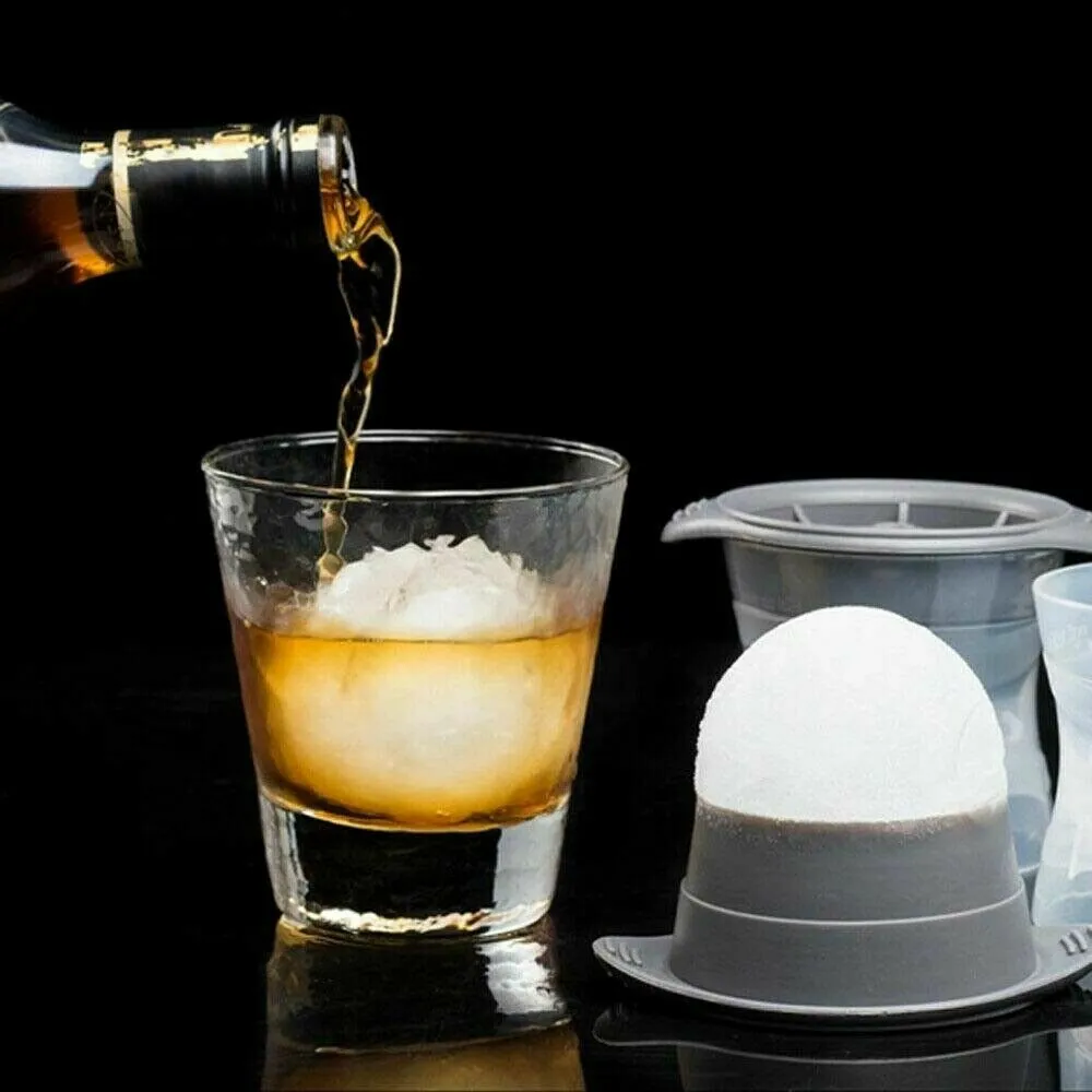 2PCS Grey Silicone Ice Ball Mold | Sphere Cube Maker Mould | Jelly Whiskey Cocktail