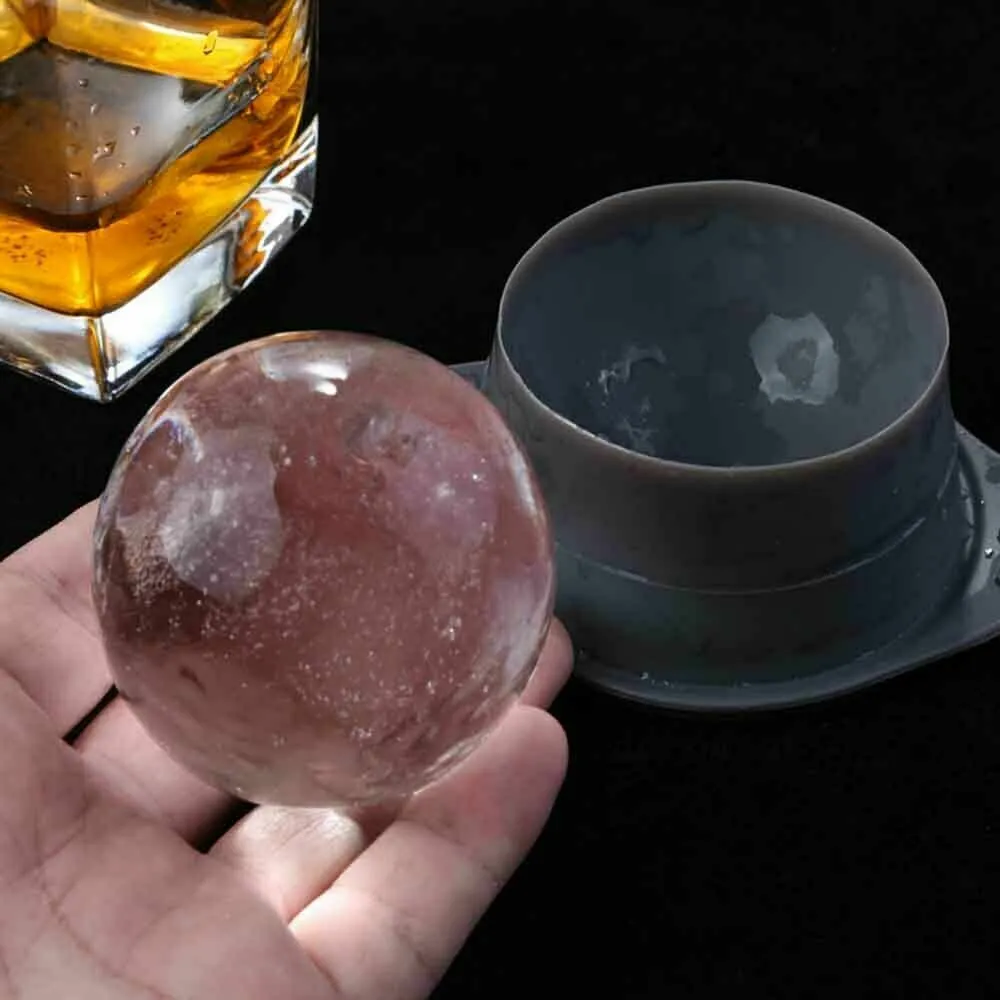 2PCS Grey Silicone Ice Ball Mold | Sphere Cube Maker Mould | Jelly Whiskey Cocktail
