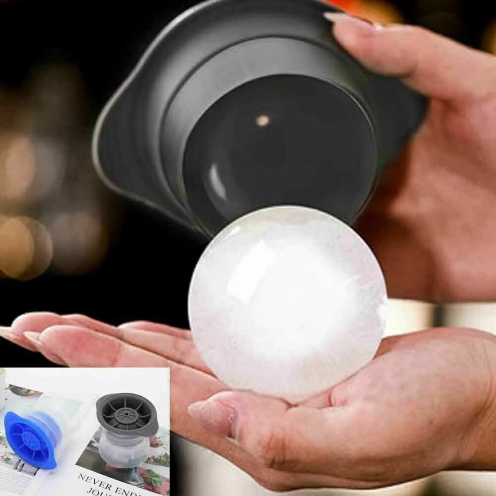 2PCS Grey Silicone Ice Ball Mold | Sphere Cube Maker Mould | Jelly Whiskey Cocktail
