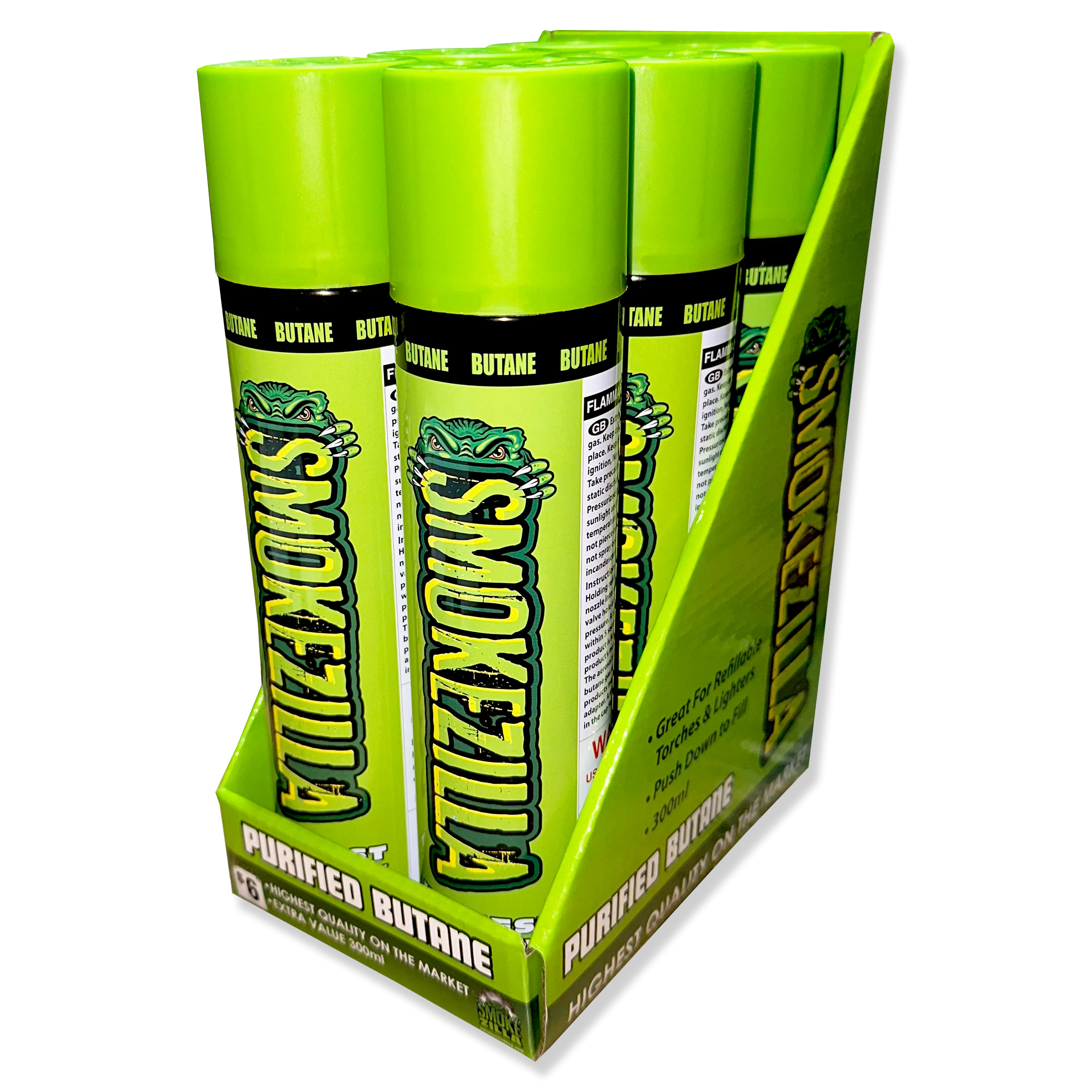 300ML Bulk Smokezilla Butane Refill - 6 Pieces Per Retail Ready Display 41495