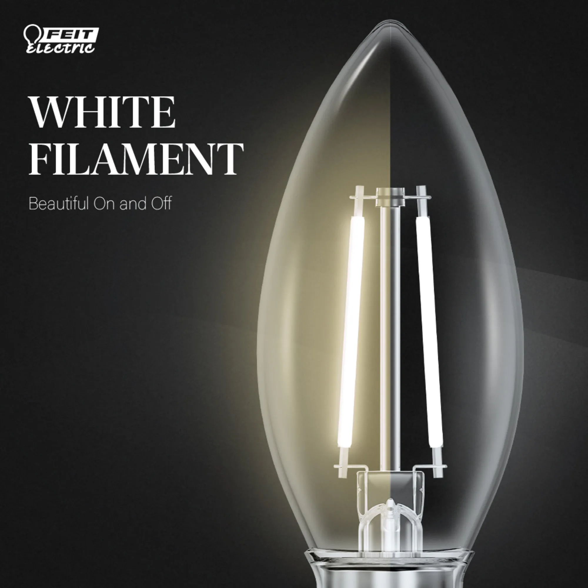 3.3W (40W Replacement) Soft White (2700K) B10 Shape (E12 Base) Torpedo Tip Exposed White Filament LED (3-Pack)
