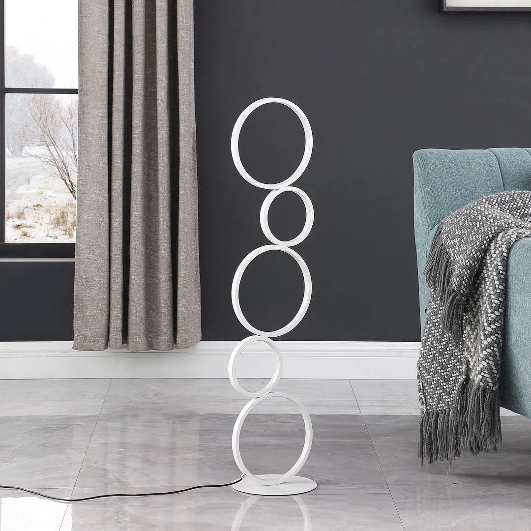 38.5" In Else Nordic 5-Ring Shaped White Led Metal Table Lamp