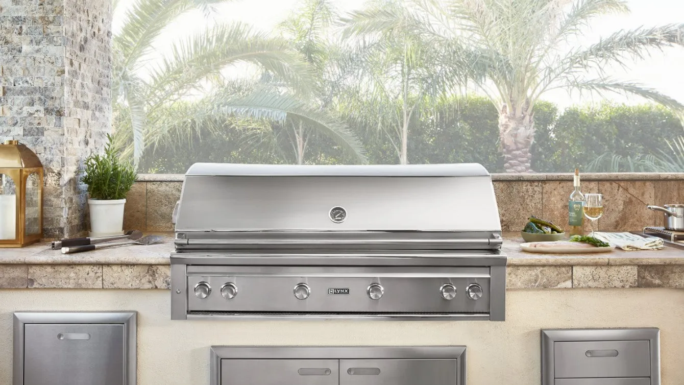54" Professional Built-in Grill with 1 Trident Infrared Burner and 3 Ceramic Burners and Rotisserie (L54TR)