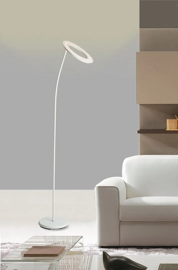 73" Tall Metal Torchiere Floor LED Lamp with Halo design, Matte White finish