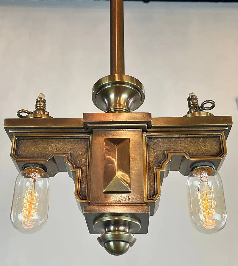 Antique Circa 1900 Commercial Bronze Beaux Arts Combination Gas Electric with Cornice Style Arms