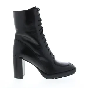 Aquatalia Isabele Womens Black Leather Zipper Casual Dress Boots, Calf-Length - Model 34L3714-BLK