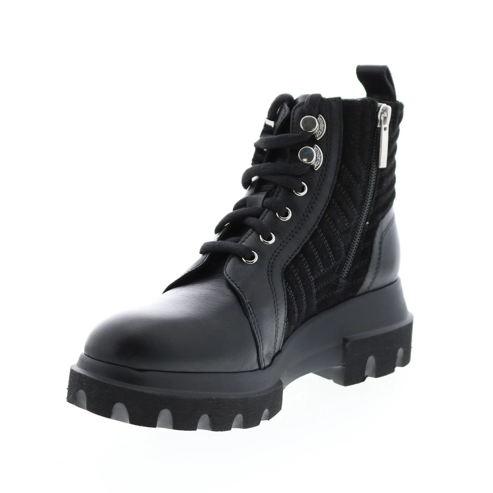 Aquatalia Kaylynn Calf Suede 34L3726-BBK Womens Black Suede Zipper Casual Dress Boots
