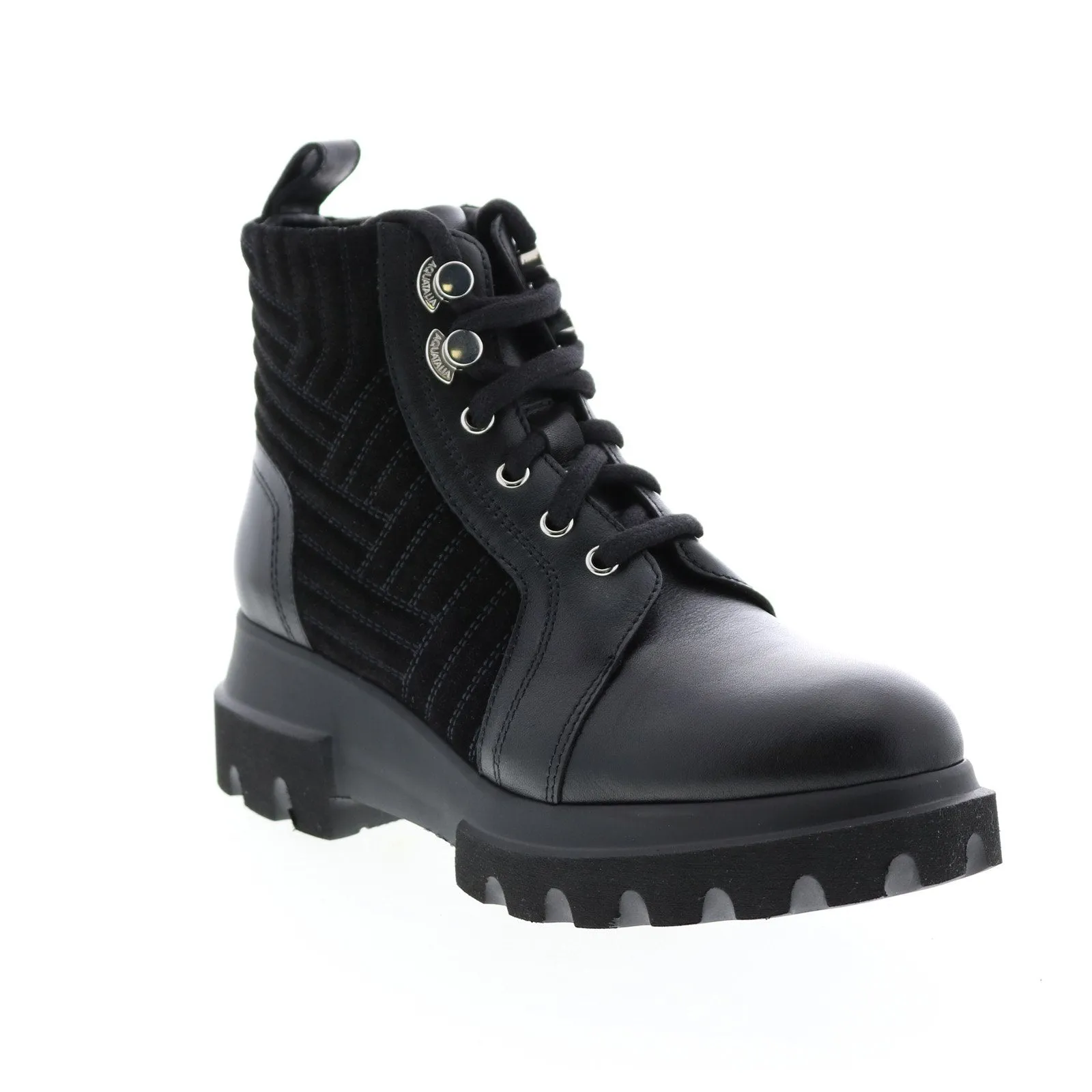 Aquatalia Kaylynn Calf Suede 34L3726-BBK Womens Black Suede Zipper Casual Dress Boots
