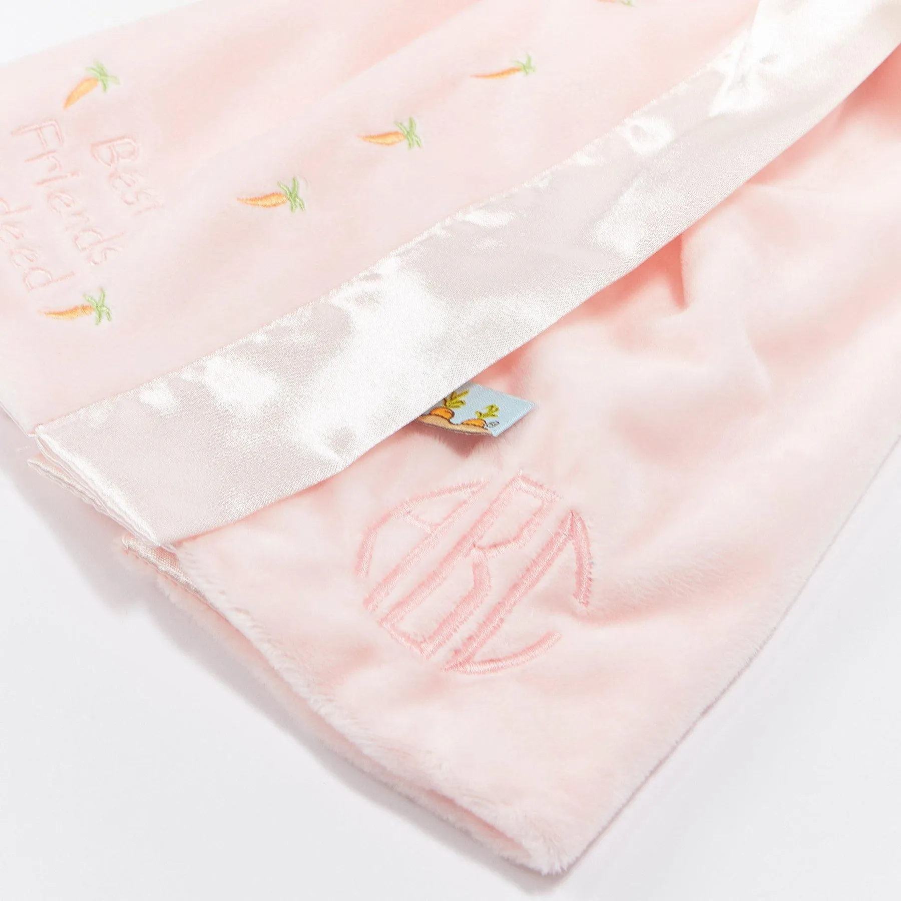 Baby's pink bunny lovey blanket - Blossom Buddy blanket - Bunnies by the Bay