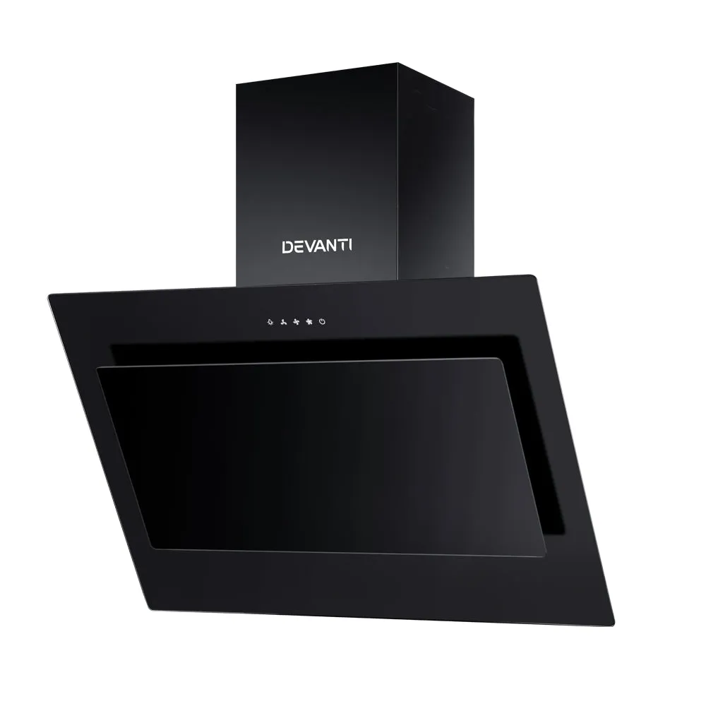 Black Tempered Glass 900mm Range Hood, 3-Speed, Devanti