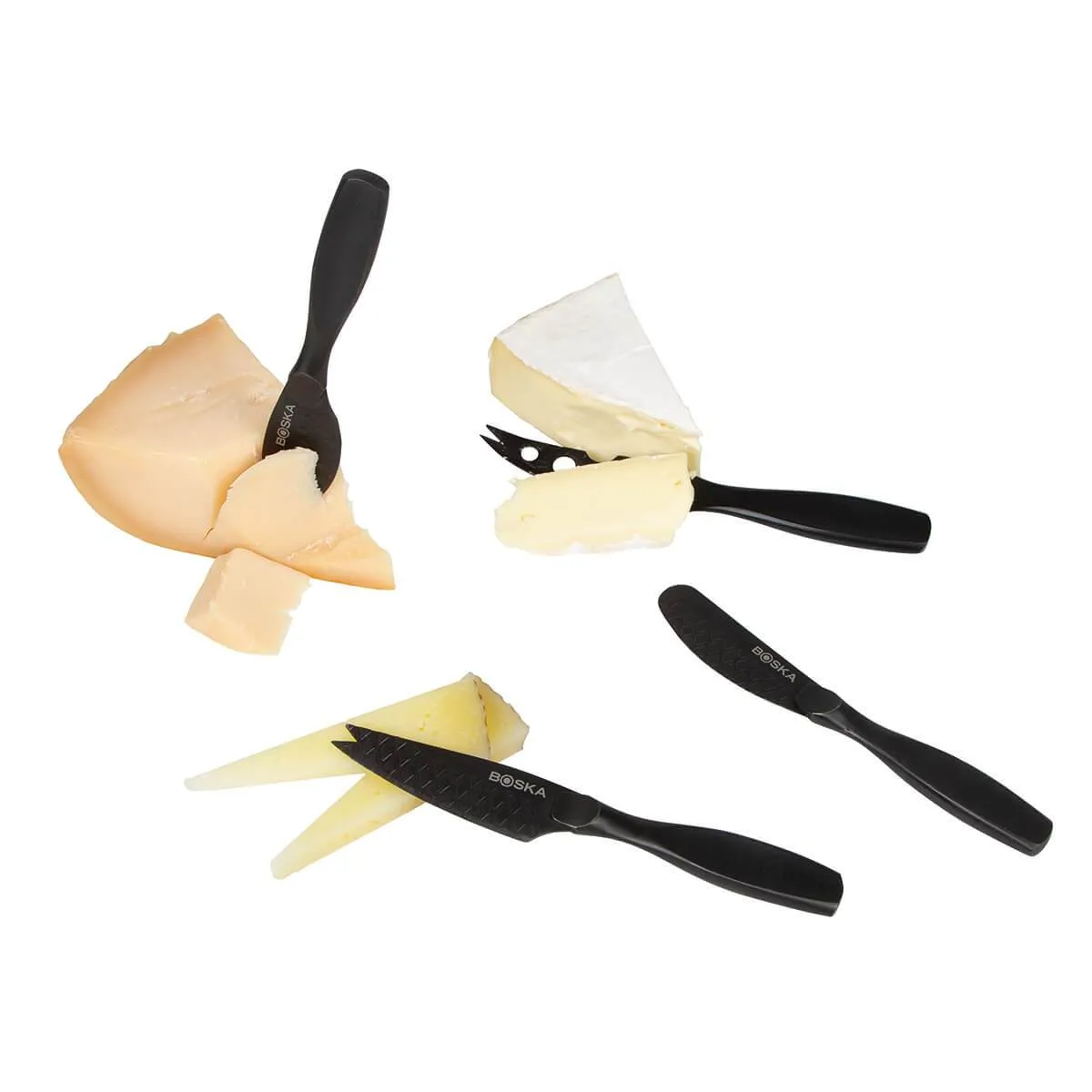 Boska Mini Monaco 4 Piece Cheese Knife Set, Black