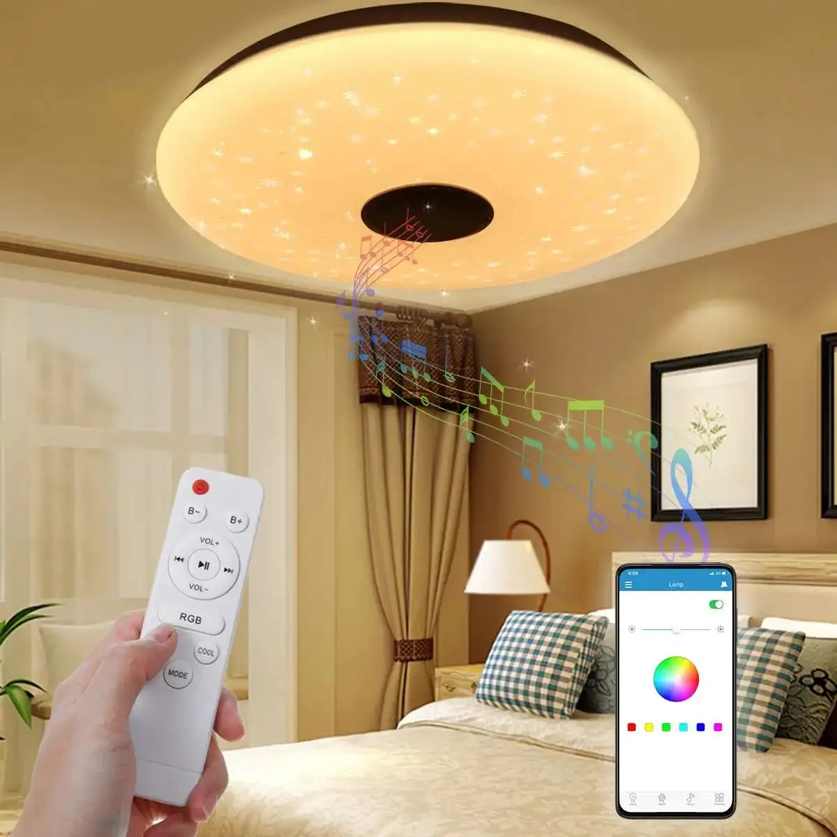 Ceiling Lamps Music Player Bluetooth Remote APP Control.