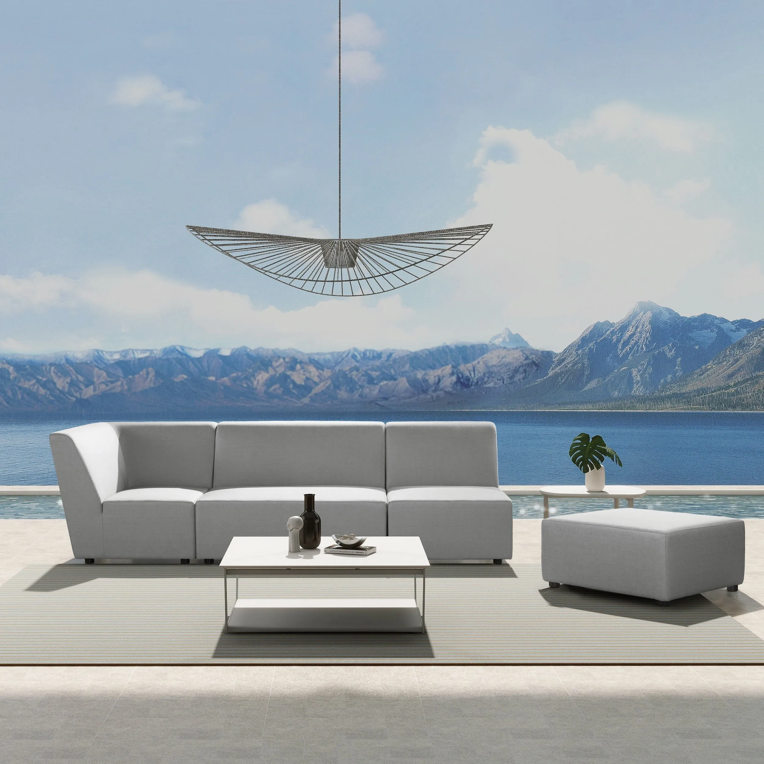 Cleo - Modular Upholstered Patio Ottoman Axroma Olefin by Couch.com