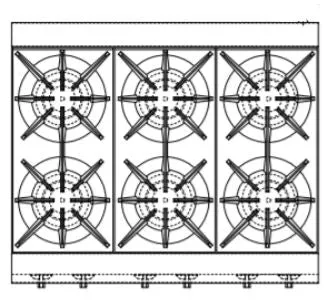 EGHP-6L Enhanced 36" Hotplate, 6 Burner