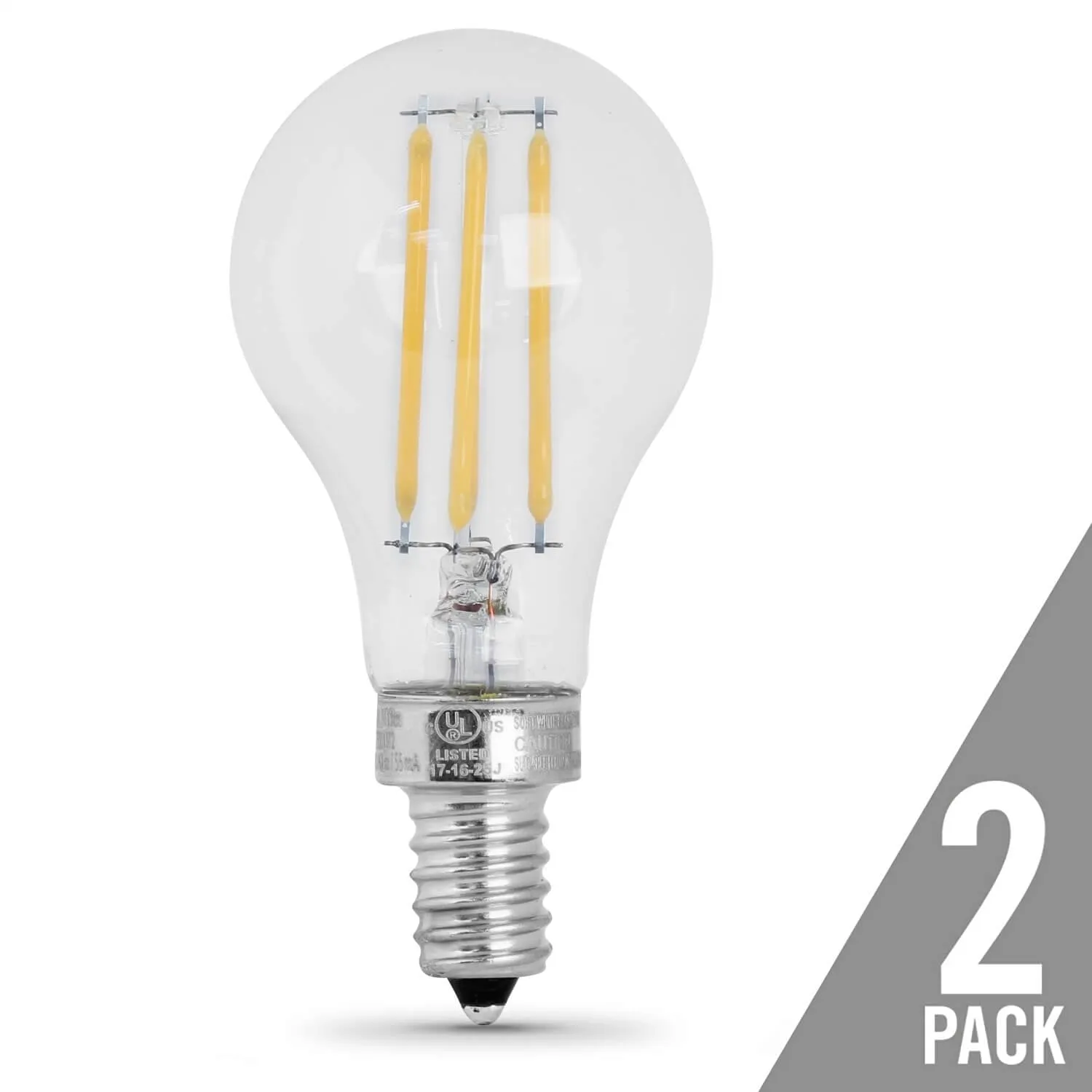Feit Electric BPA1560C/827/LED/2 LED Lamp, General Purpose, A15 Lamp, 60 W Equivalent, E12 Lamp Base, Dimmable, Clear