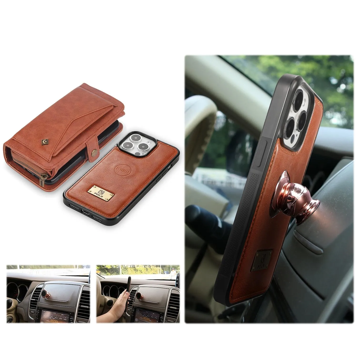 For Iphone 15 Multi-Functional Zipper Wallet Leather Phone Case