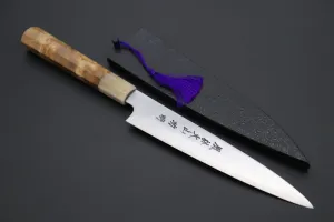 Fu-Rin-Ka-Zan YUTAKA 豊佳 Series R-2 Edition FR2YP-20 Wa Petty 165mm (6.4 Inch, Octagonal Camphor Burl Wood Handle with White Color Water Buffalo Horn Ferrule)