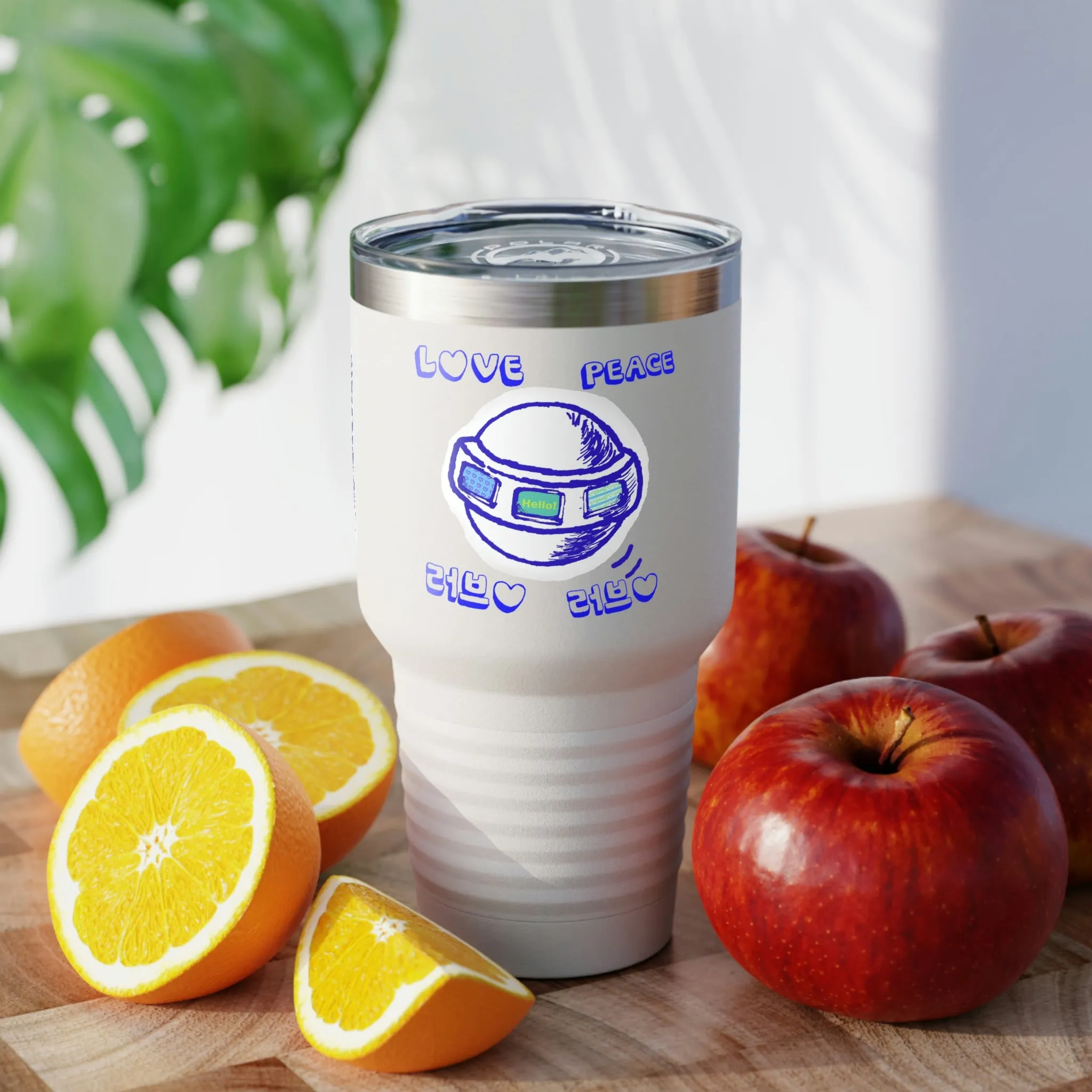 Insook Hwang's Art_UFO_LovePeaceLoveLove_Tumbler, 30oz