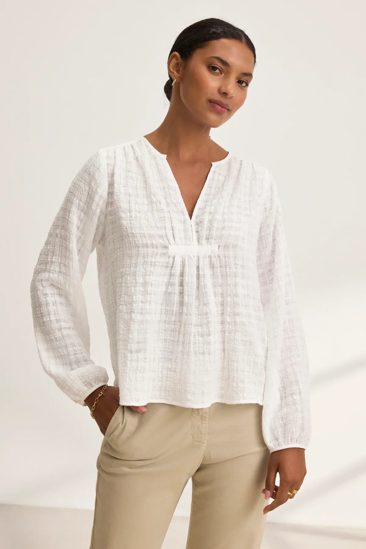 Kora Textured Cotton Gauze Top