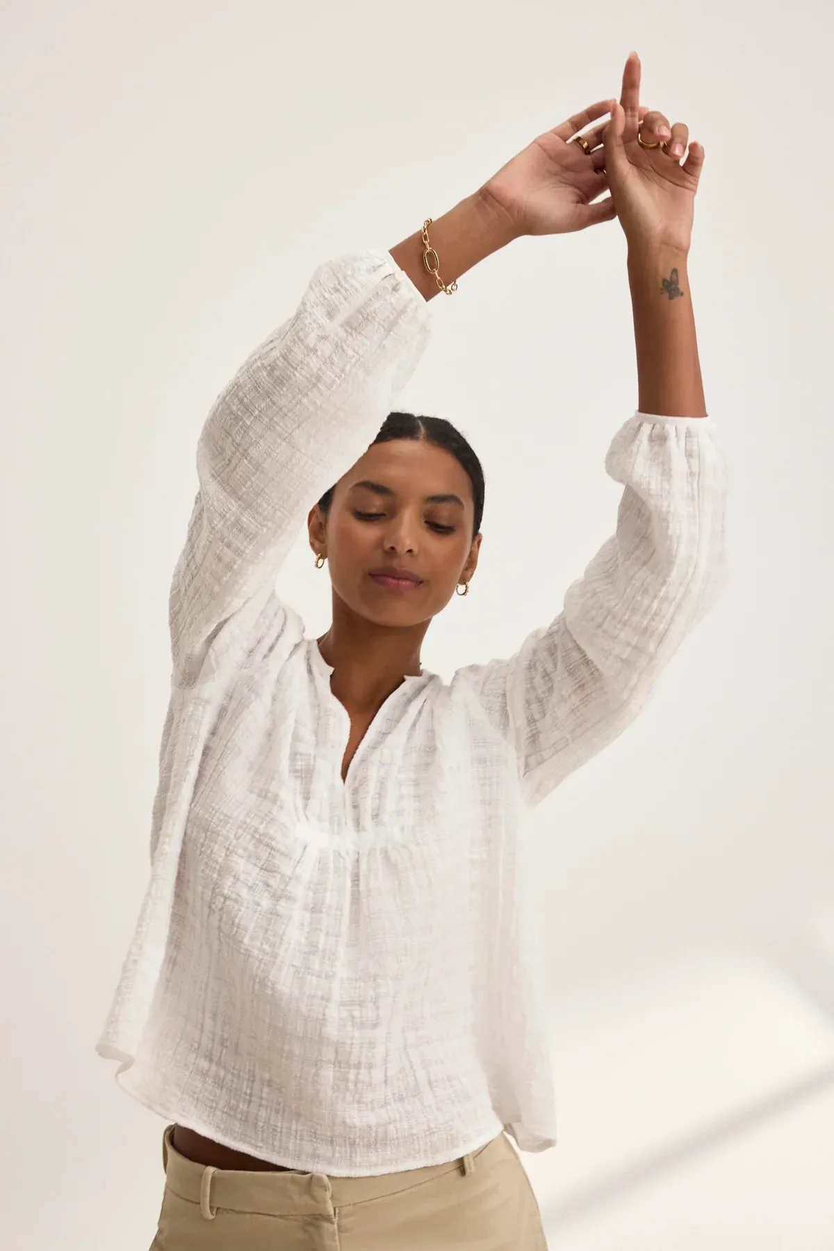 Kora Textured Cotton Gauze Top