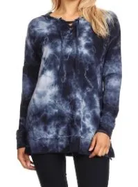Lightweight Tie-Dyed Lace-up Hoodie Sweatshirt