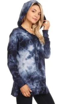 Lightweight Tie-Dyed Lace-up Hoodie Sweatshirt
