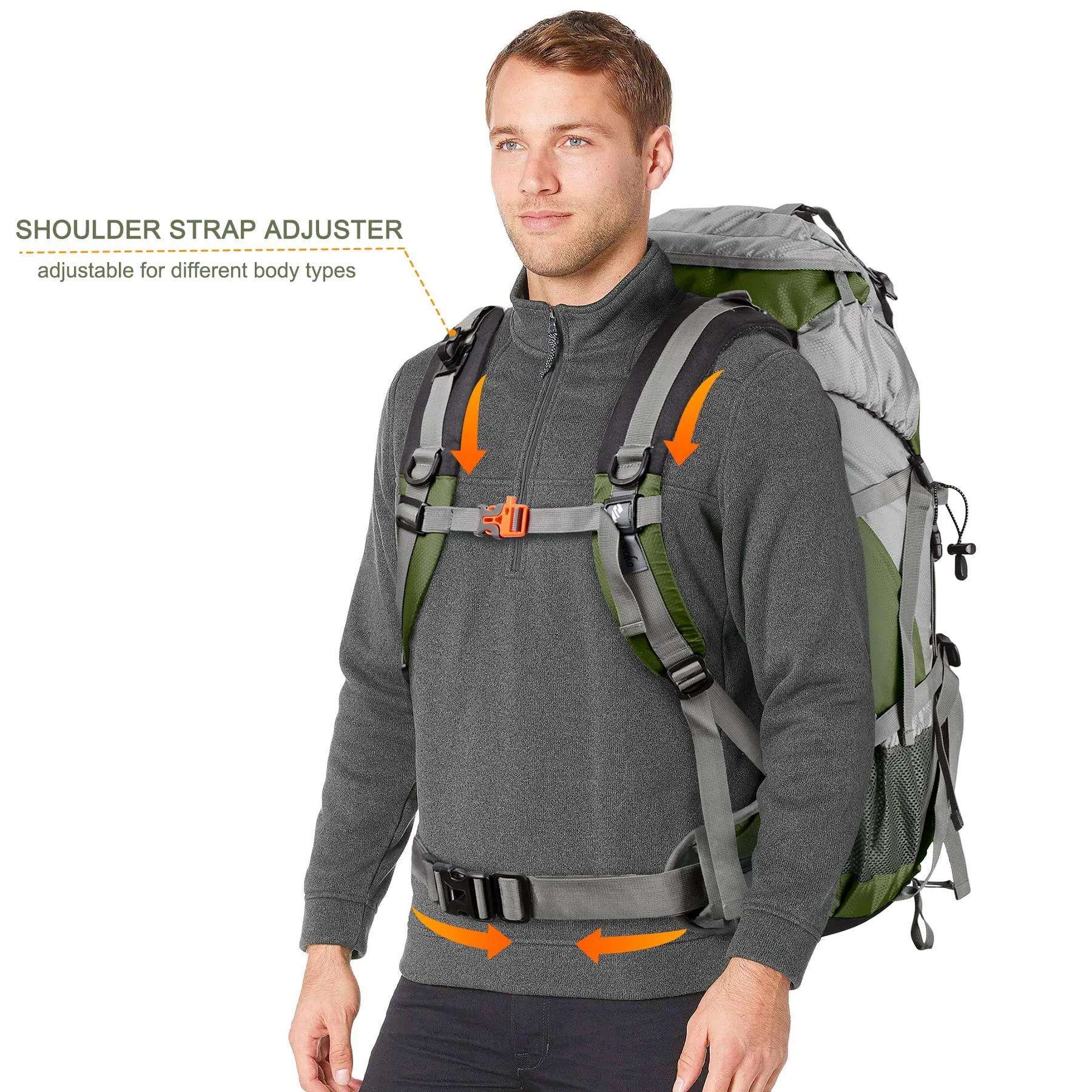 Loowoko 50L Hiking Backpack, Waterproof Camping Essentials Bag with Rain Cover, 45 5 Liter Lightweight Backpacking Back Pack