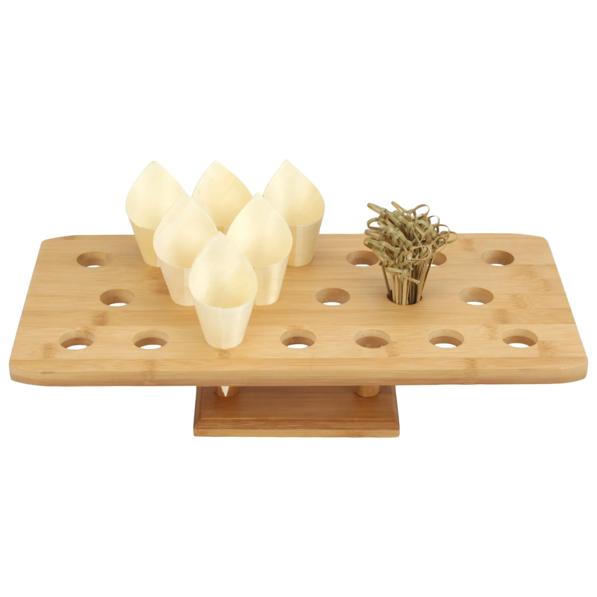 Natural Bamboo Cone Stands w/ Skewers and Wood Cones