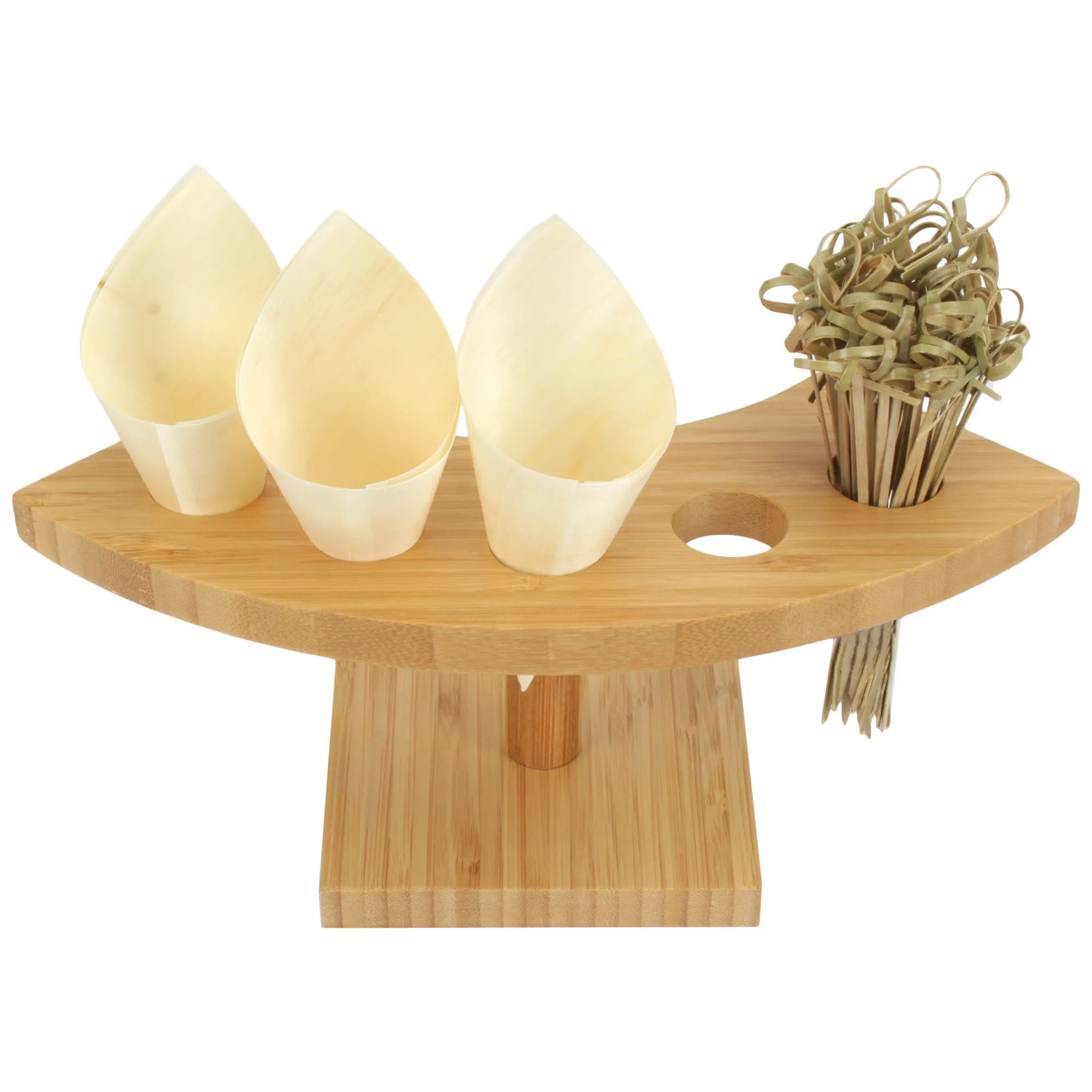 Natural Bamboo Cone Stands w/ Skewers and Wood Cones