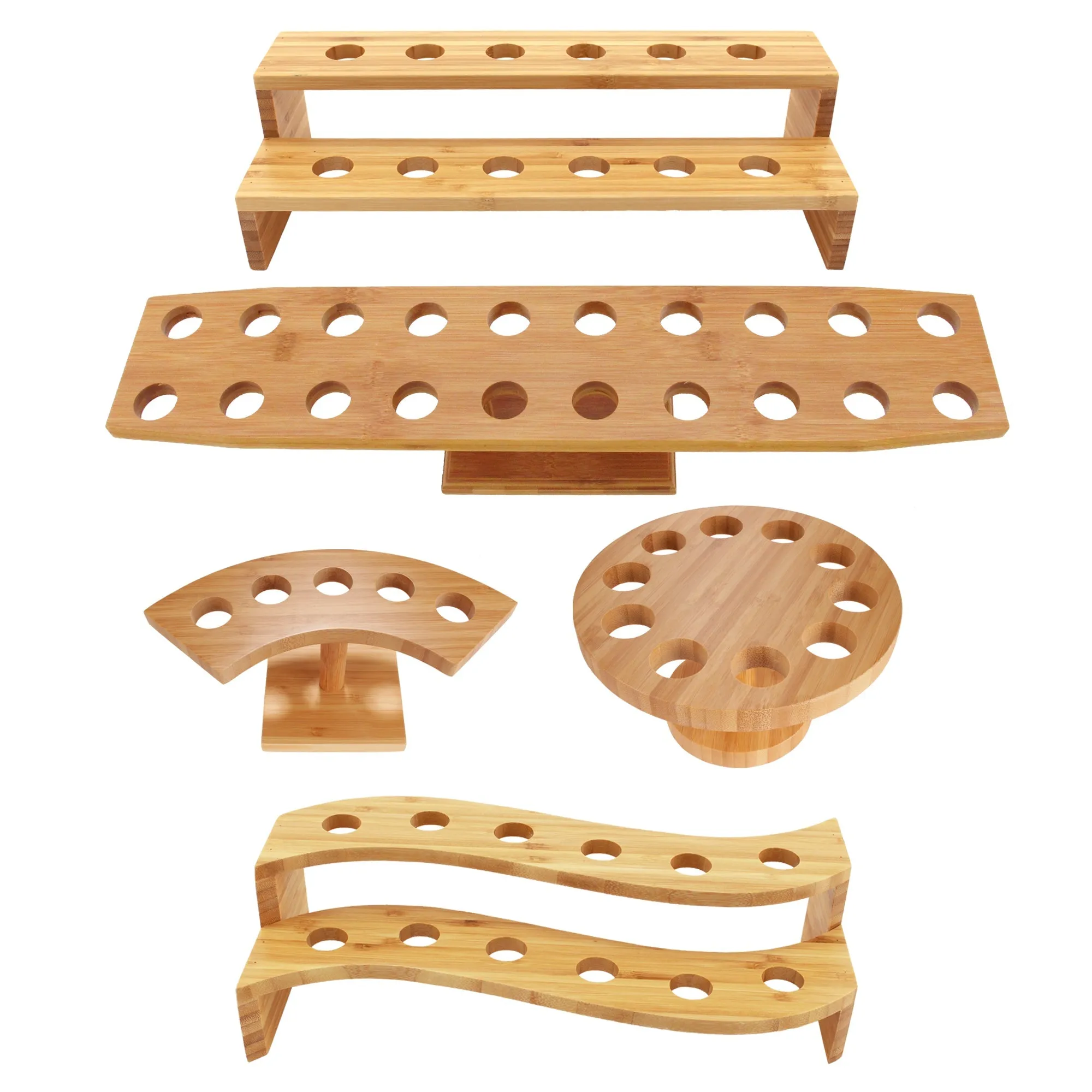 Natural Bamboo Cone Stands w/ Skewers and Wood Cones