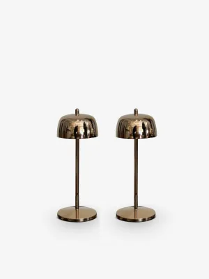 Set Of 2 Theta Pro LED Table Lamp in Polished Rose Gold Plated by Zafferano America