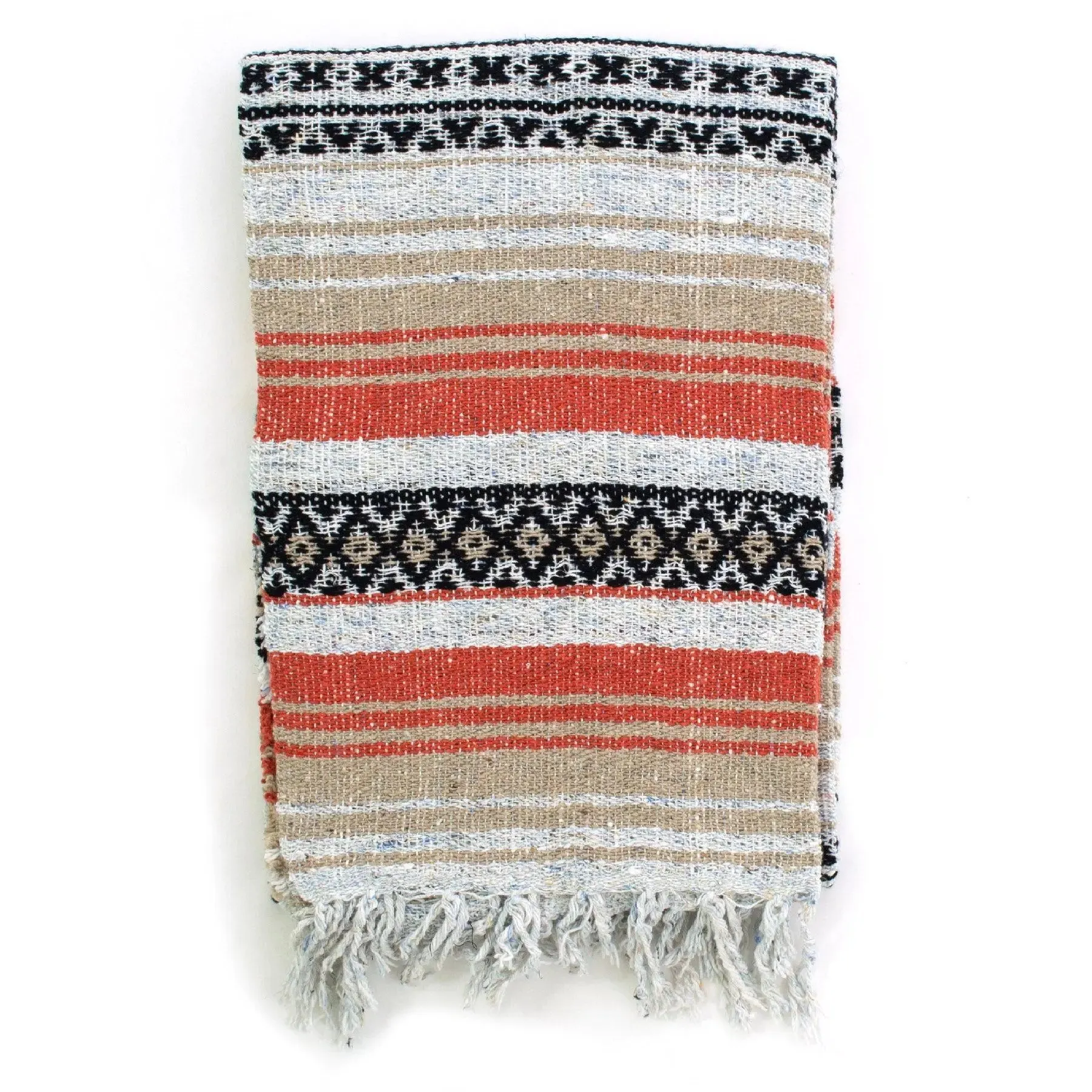 Striped Falsa Authentic Extra Large Mexican Blanket (72"x 52")