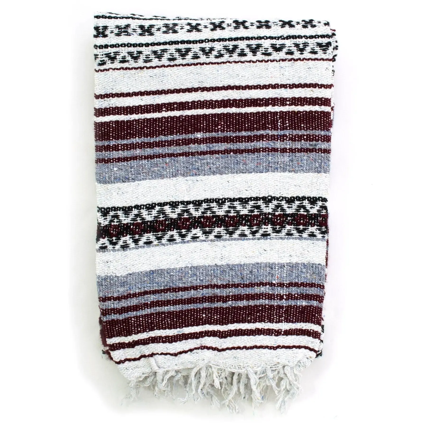 Striped Falsa Authentic Extra Large Mexican Blanket (72"x 52")