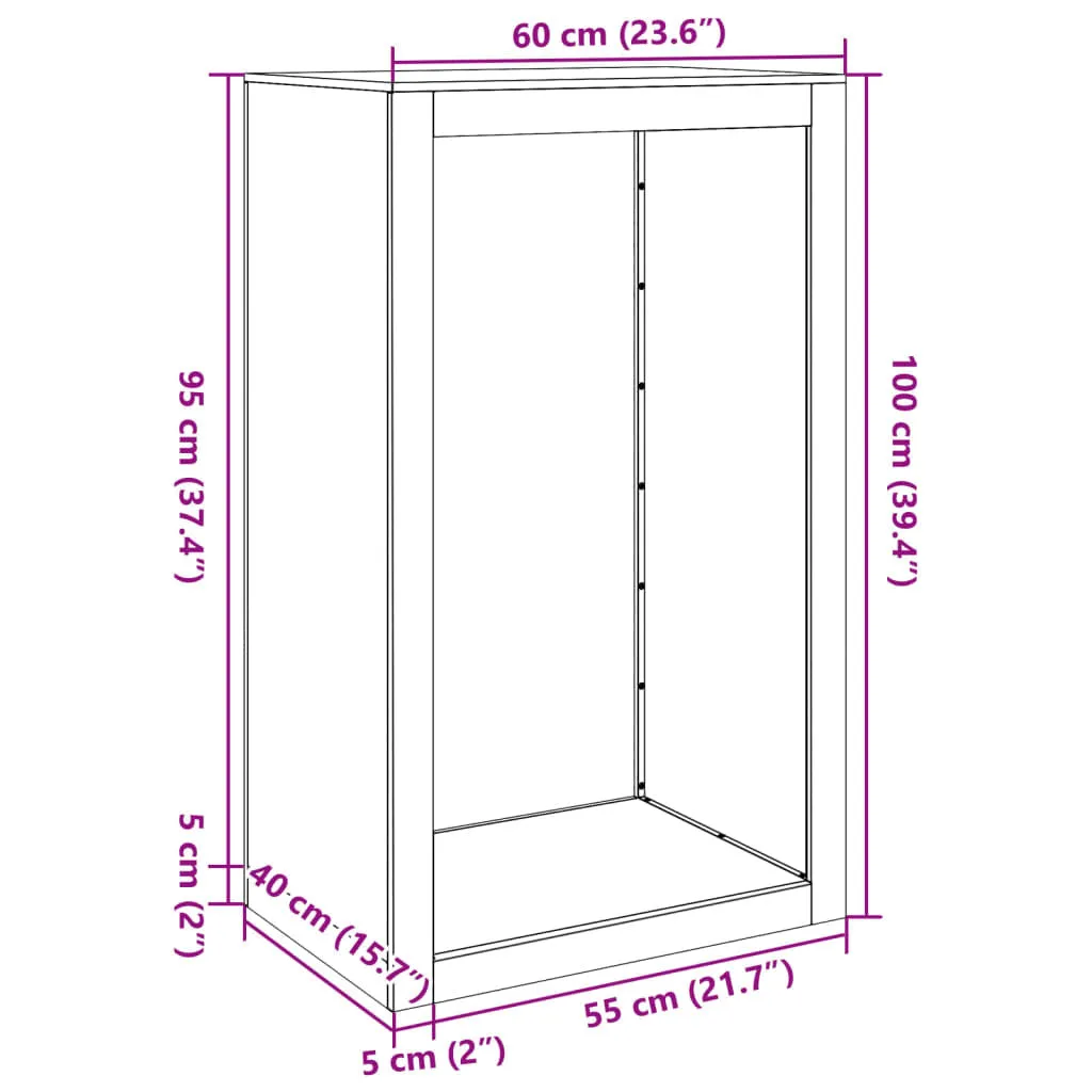 vidaXL Firewood Rack 60x40x100 cm Stainless Steel