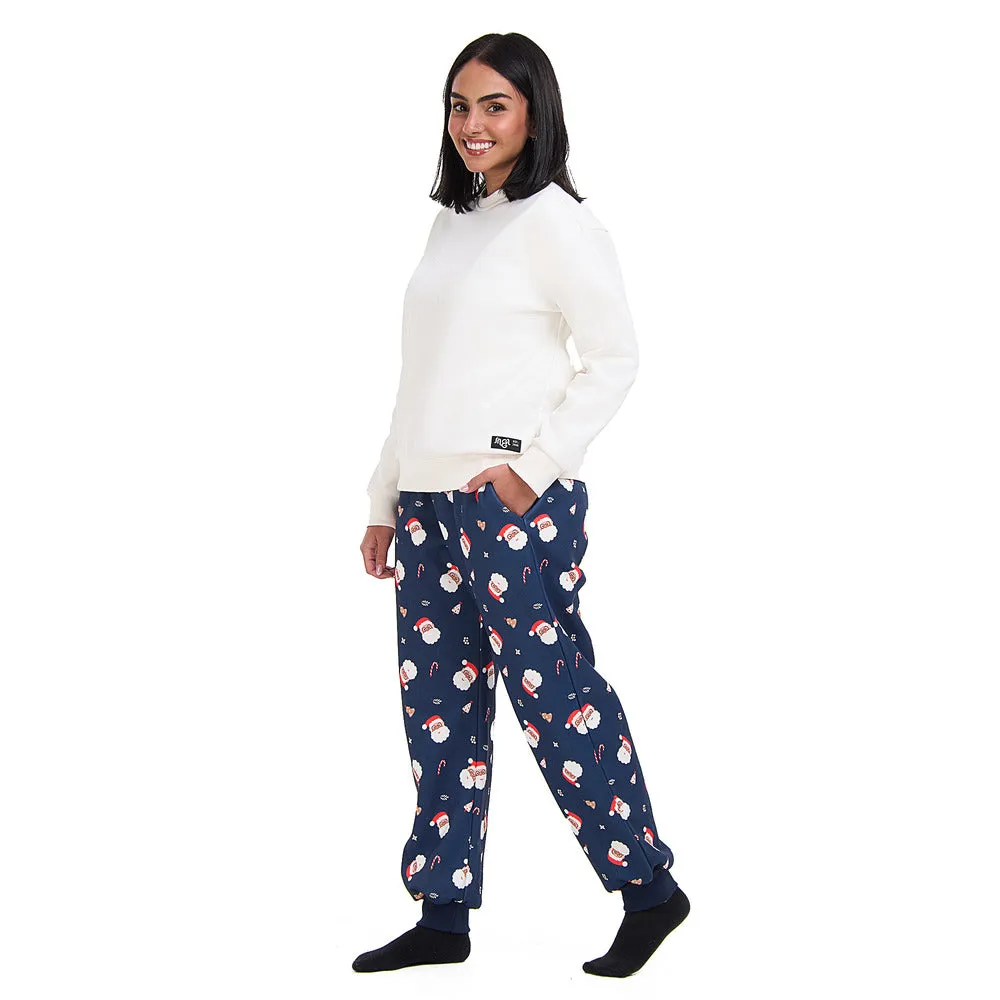 Women Winter Pajama Set Off White Sweatshirt   Pants