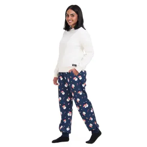Women Winter Pajama Set Off White Sweatshirt   Pants