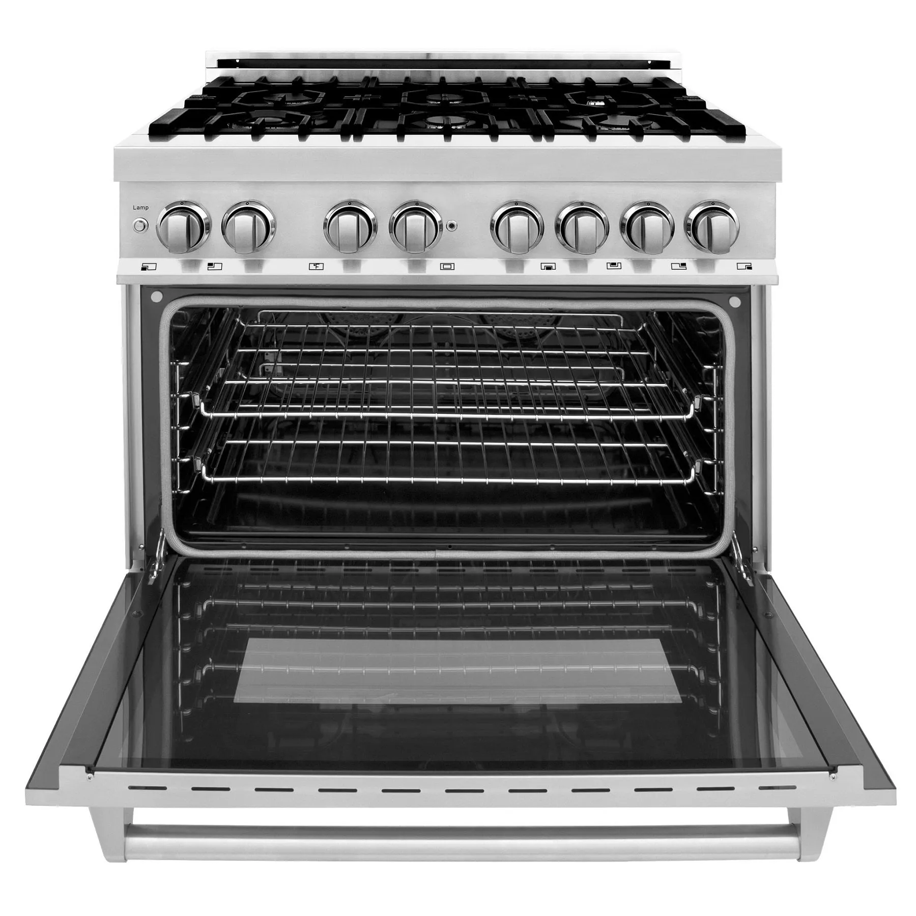 ZLINE 36 in. 4.6 cu. ft. Dual Fuel Range with Gas Stove and Electric Oven in Stainless Steel with Brass Burner(RA-BR-36)