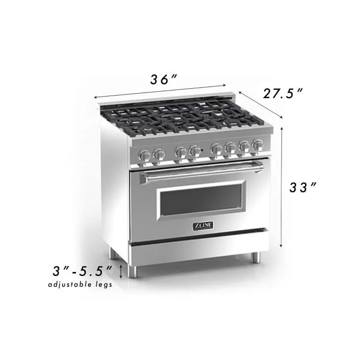 ZLINE 36 IN. Professional Dual Fuel Range with Blue Matte Door (RA-BM-36)