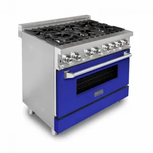 ZLINE 36 IN. Professional Dual Fuel Range with Blue Matte Door (RA-BM-36)