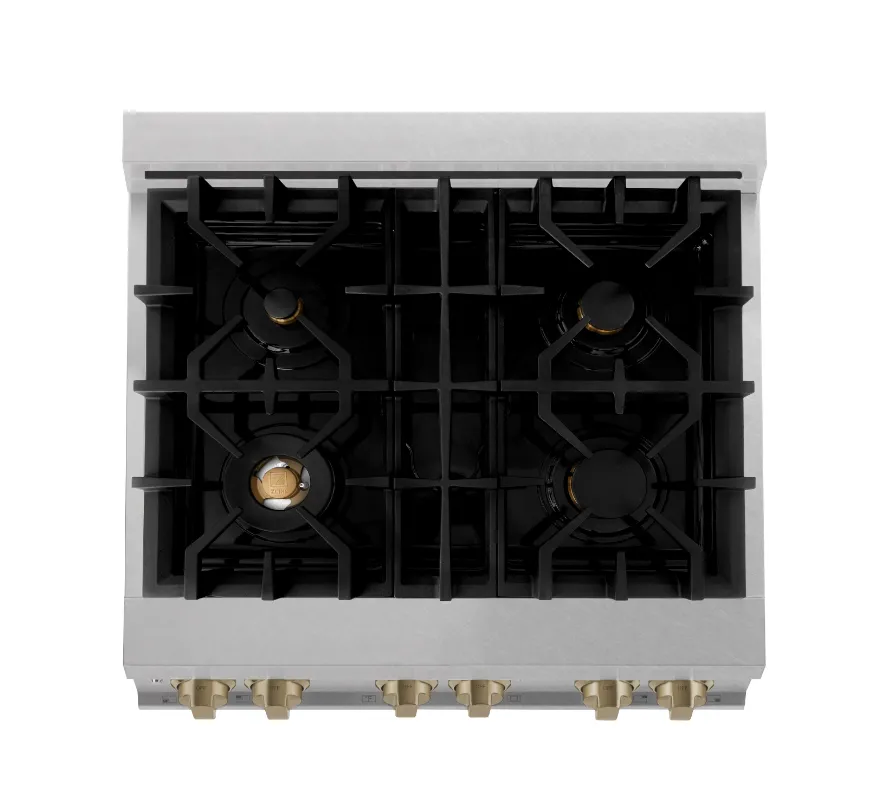 ZLINE Autograph Edition 30" 4.0 cu. ft. Dual Fuel Range in DuraSnow Stainless Steel with Champagne Bronze Accents